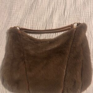 Luxurious Brown Faux Fur Shoulder Bag
